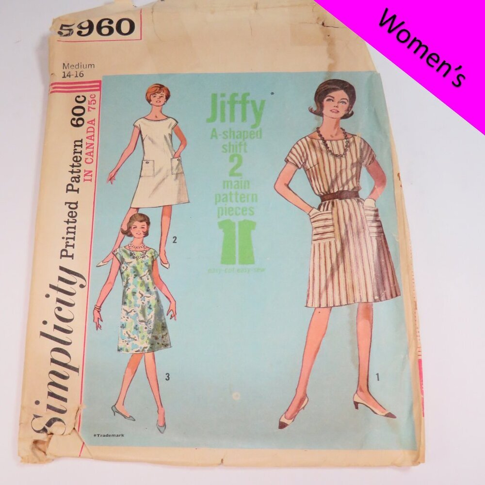 simplicity 5960 EASY one piece dress kimono sleeves, pockets